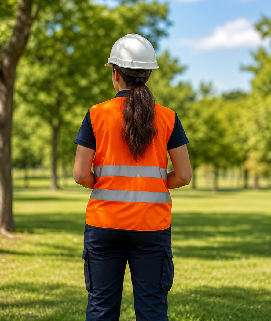 Woman In Safety Gear At Blurred Park-1